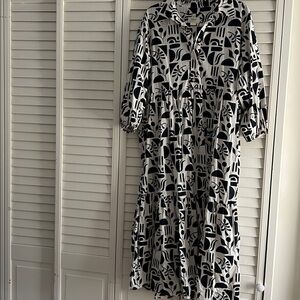 Maeve Black and White Midi Dress